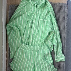 Aerie green and white stripped set